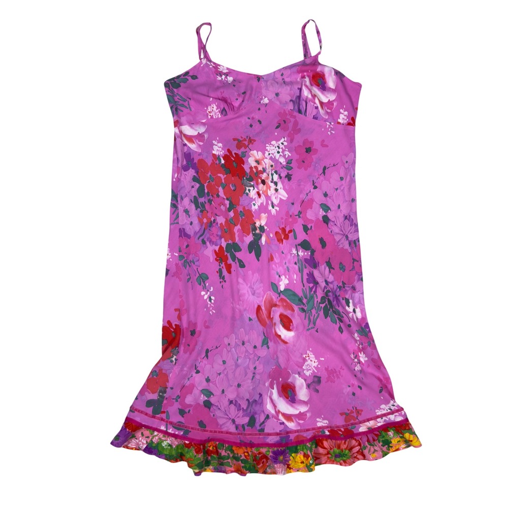 Vtg Jams World XL Floralee Pink Floral Midi Dress Hawaiian Resort Boho Ruffle - Picture 6 of 11